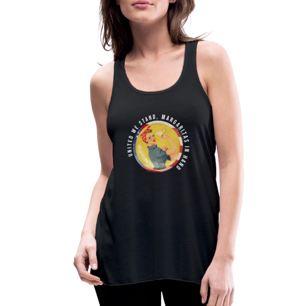 United We Stand , Margaritas In Hand Women's Flowy Tank Top by Bella - black