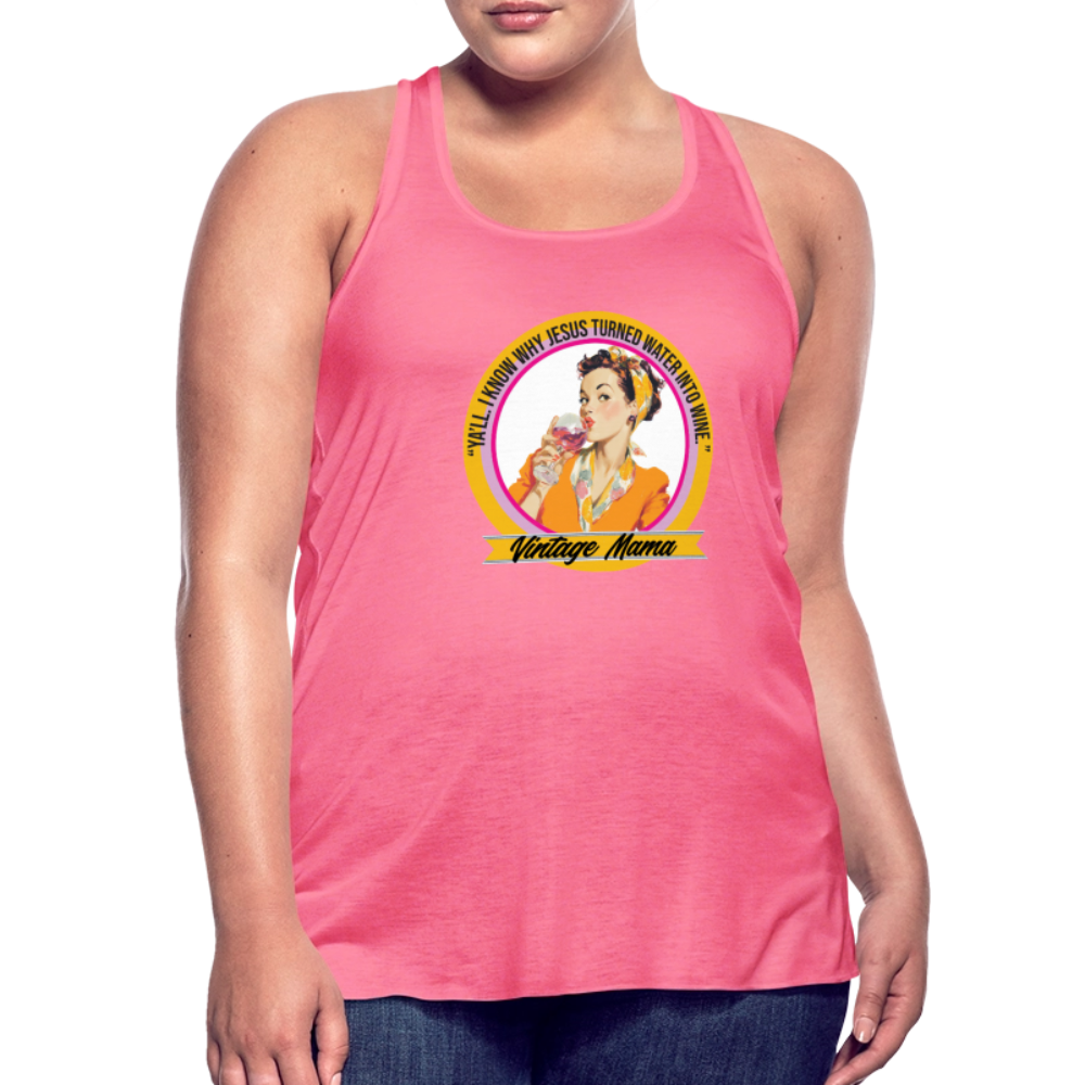 Water Into Wine Women's Flowy Tank Top by Bella - neon pink