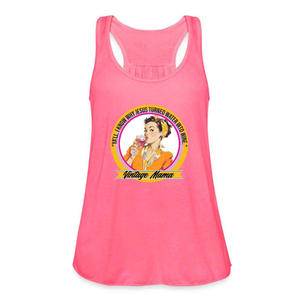 Water Into Wine Women's Flowy Tank Top by Bella - neon pink