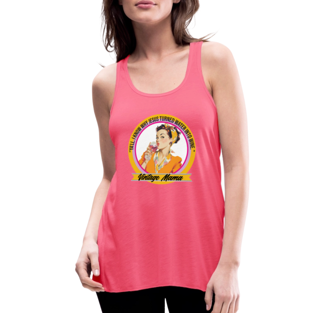 Water Into Wine Women's Flowy Tank Top by Bella - neon pink