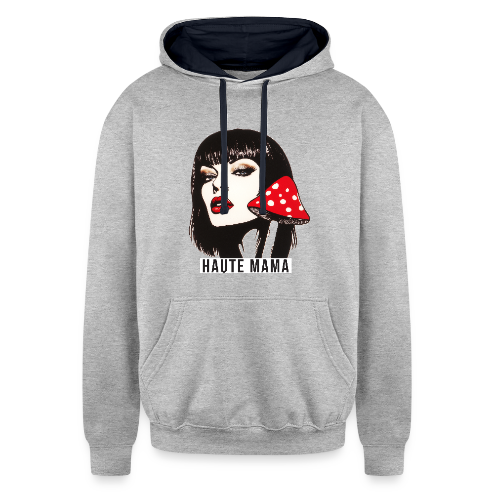 Haute Mama Contrast Hoodie - heather gray/navy