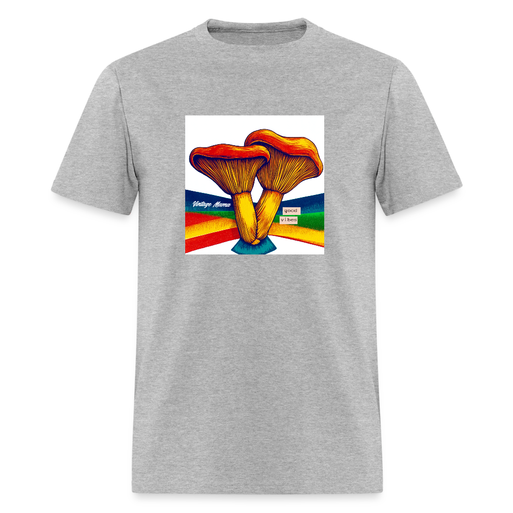Rainbow Mushroom + Good Vibes Unisex Classic T-Shirt - heather gray