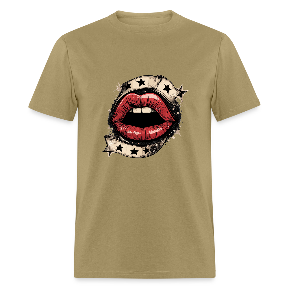 Stars + Lips Unisex Classic T-Shirt - khaki