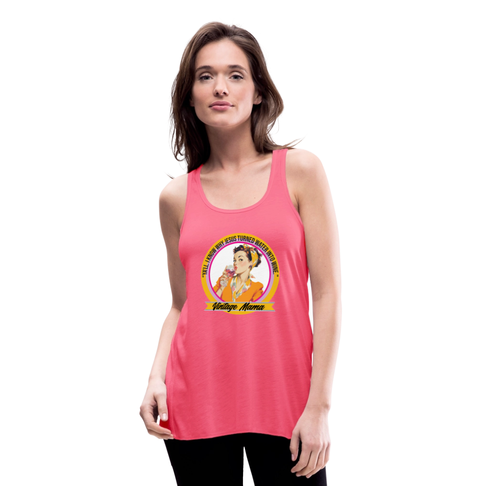 Water Into Wine Women's Flowy Tank Top by Bella - neon pink