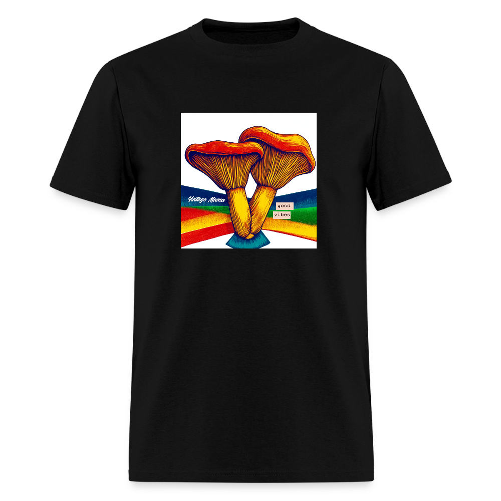 Rainbow Mushroom + Good Vibes Unisex Classic T-Shirt - black
