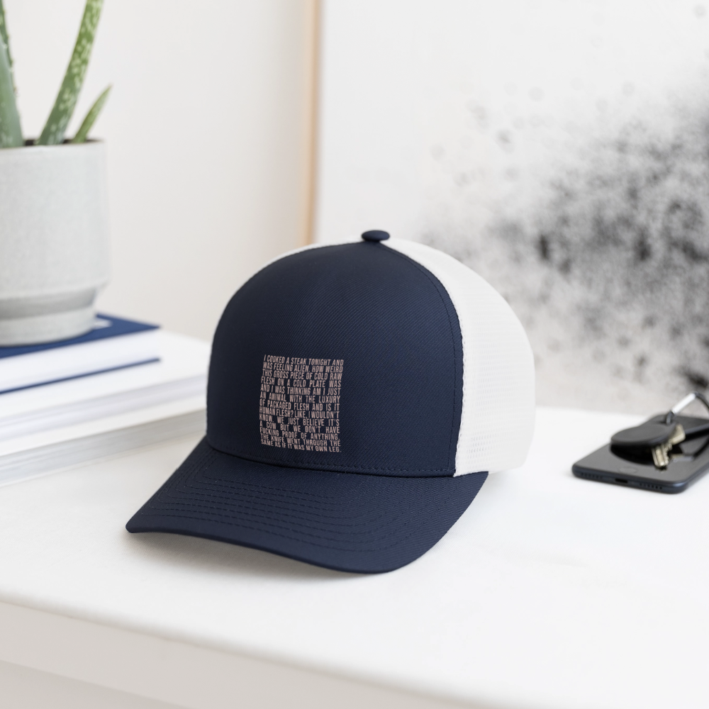 Why Does This Text From My Mom Read Like Poetry Flexfit Fitted Baseball Cap - navy/white