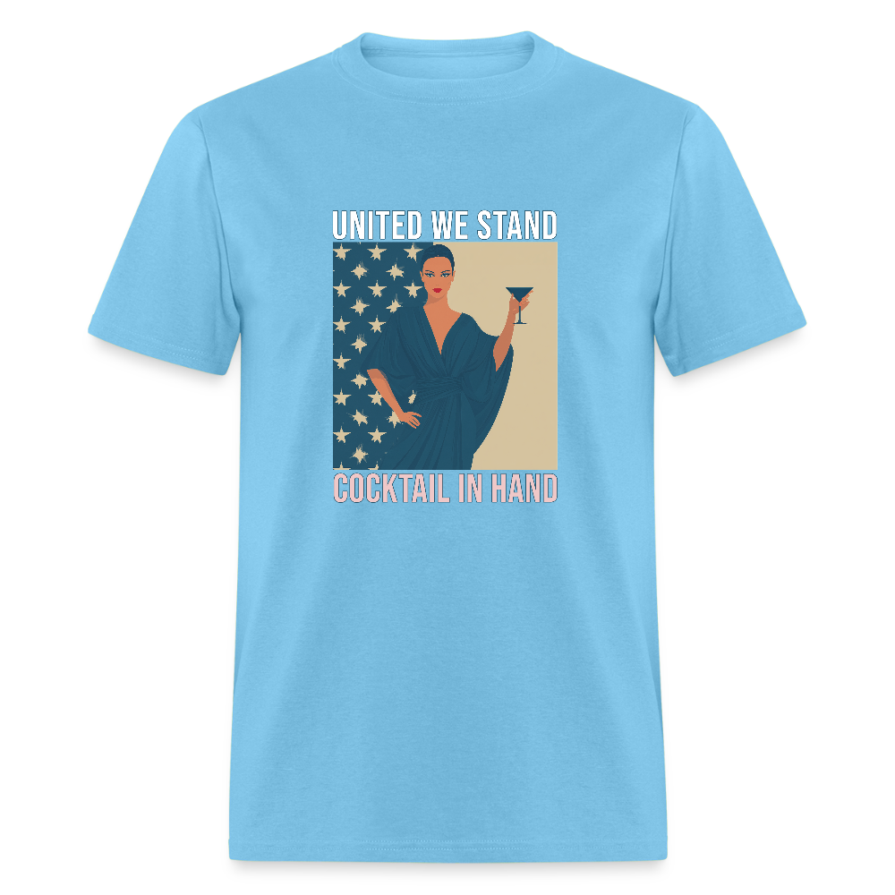 United We Stand , Cocktail In Hand Unisex Classic T-Shirt - aquatic blue