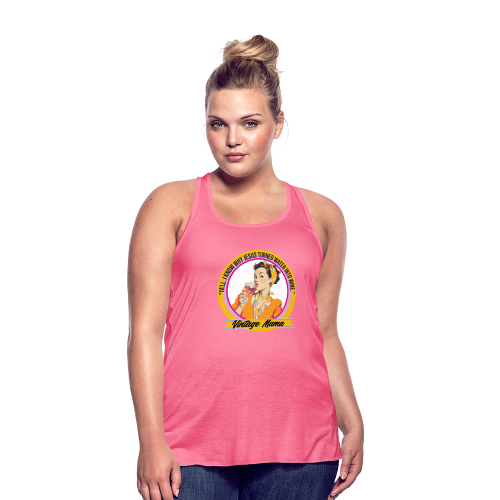 Water Into Wine Women's Flowy Tank Top by Bella - neon pink