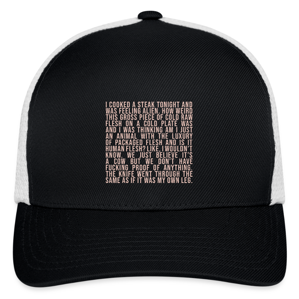 Why Does This Text From My Mom Read Like Poetry Flexfit Fitted Baseball Cap - black/white