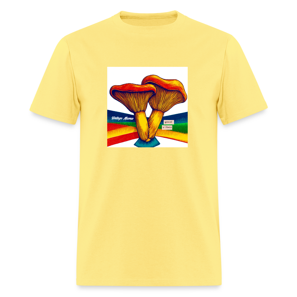 Rainbow Mushroom + Good Vibes Unisex Classic T-Shirt - cornsilk