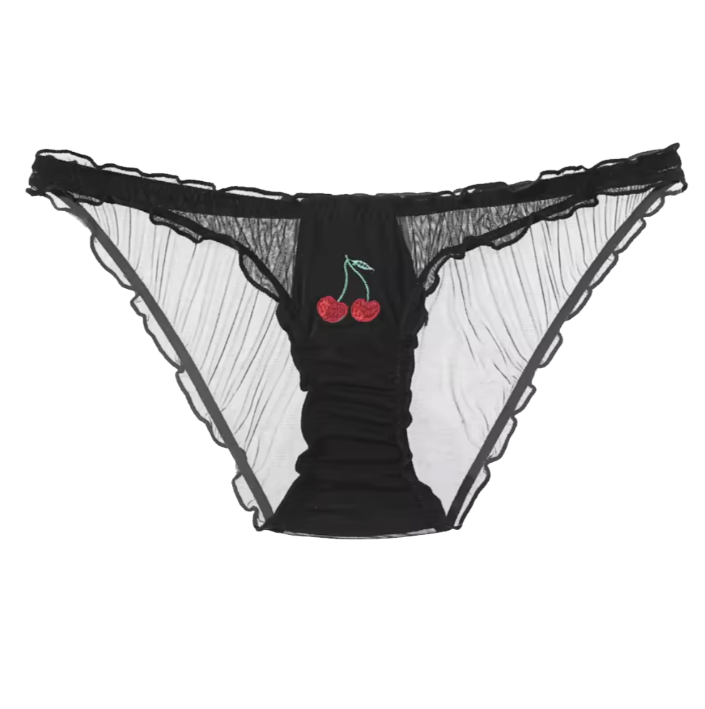 Cherry Panty Stocking Stuffer Bundle – 3-Pack Black High-Rise Cheeky Underwear for Women 35+