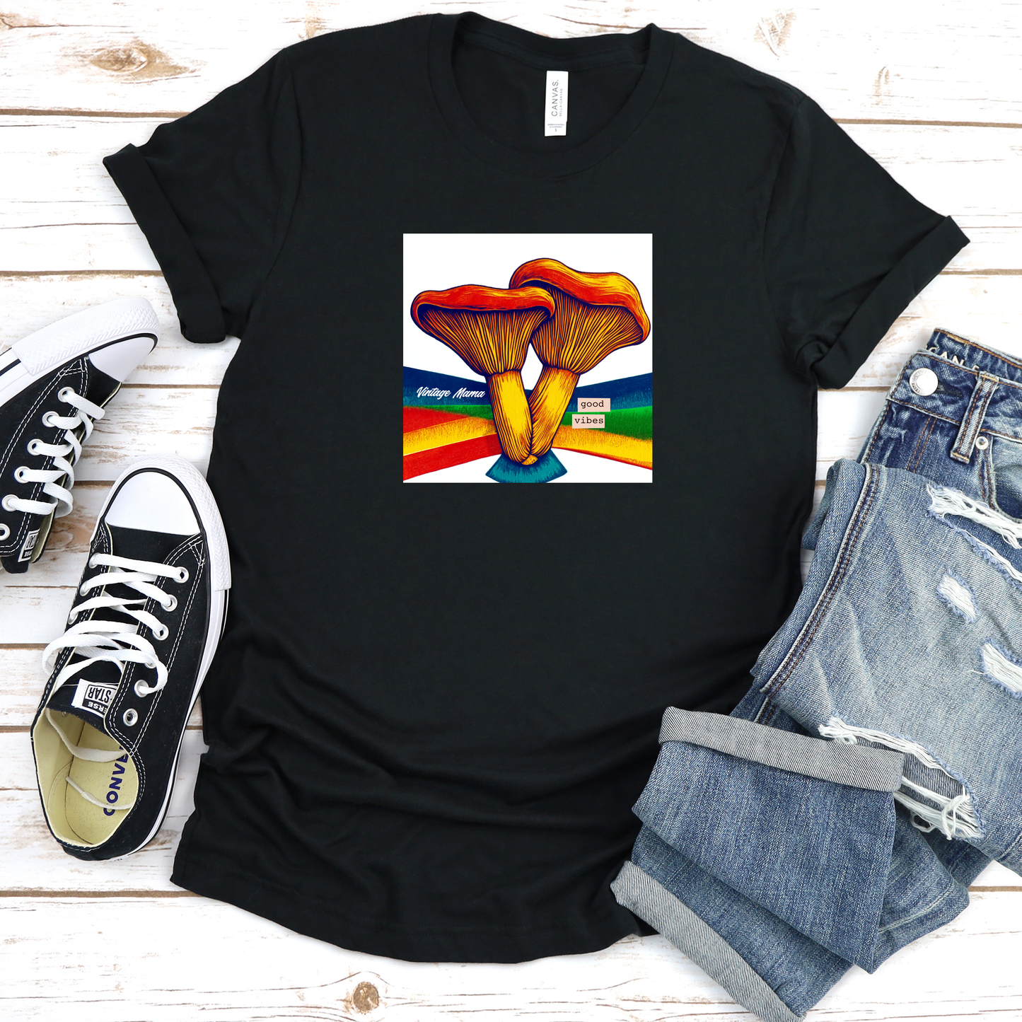 Rainbow Mushroom + Good Vibes Unisex Classic T-Shirt