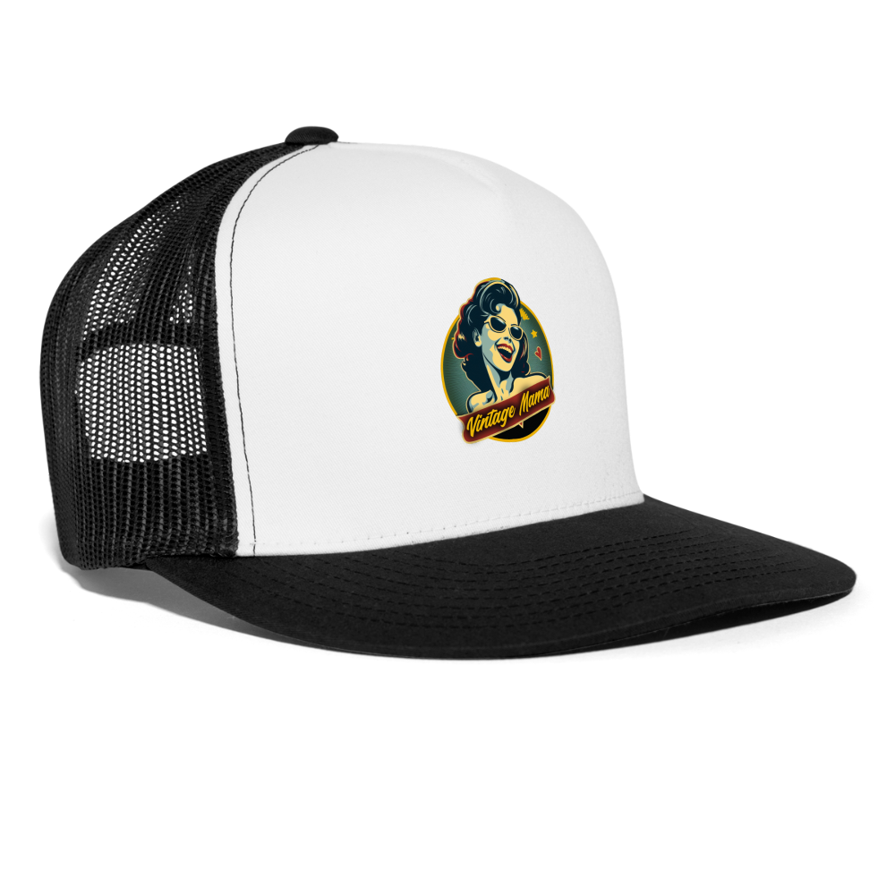 "Vintage Mama" Logo Trucker Cap - white/black