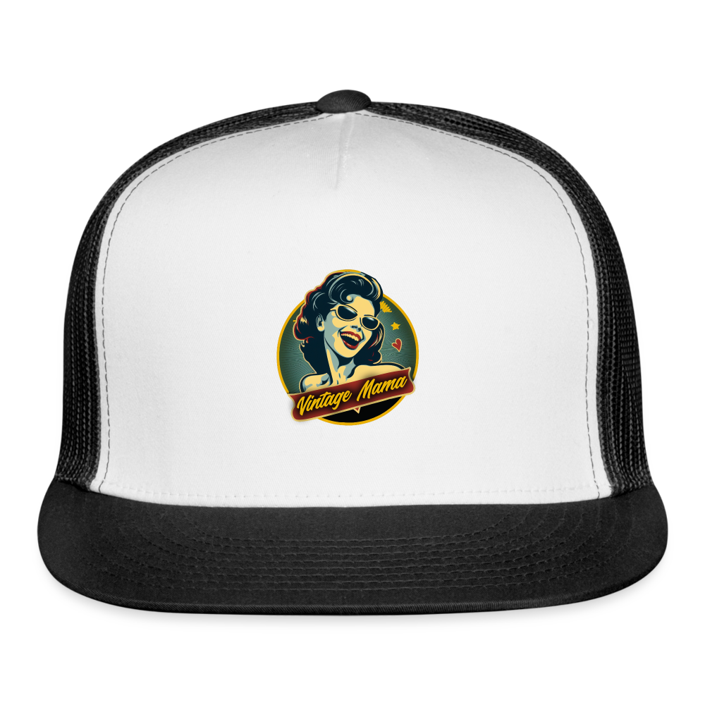 "Vintage Mama" Logo Trucker Cap - white/black