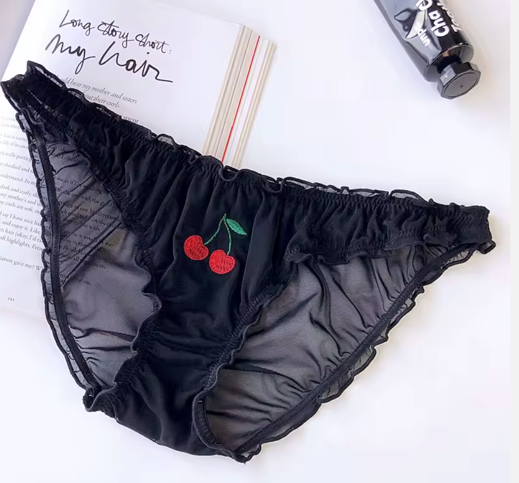 Cherry Panty Stocking Stuffer Bundle – 3-Pack Black High-Rise Cheeky Underwear for Women 35+