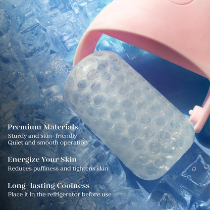 Ice Roller for Face & Gua Sha, Ice Face Roller Massager Cryotherapy Reduces Puffiness, Pink