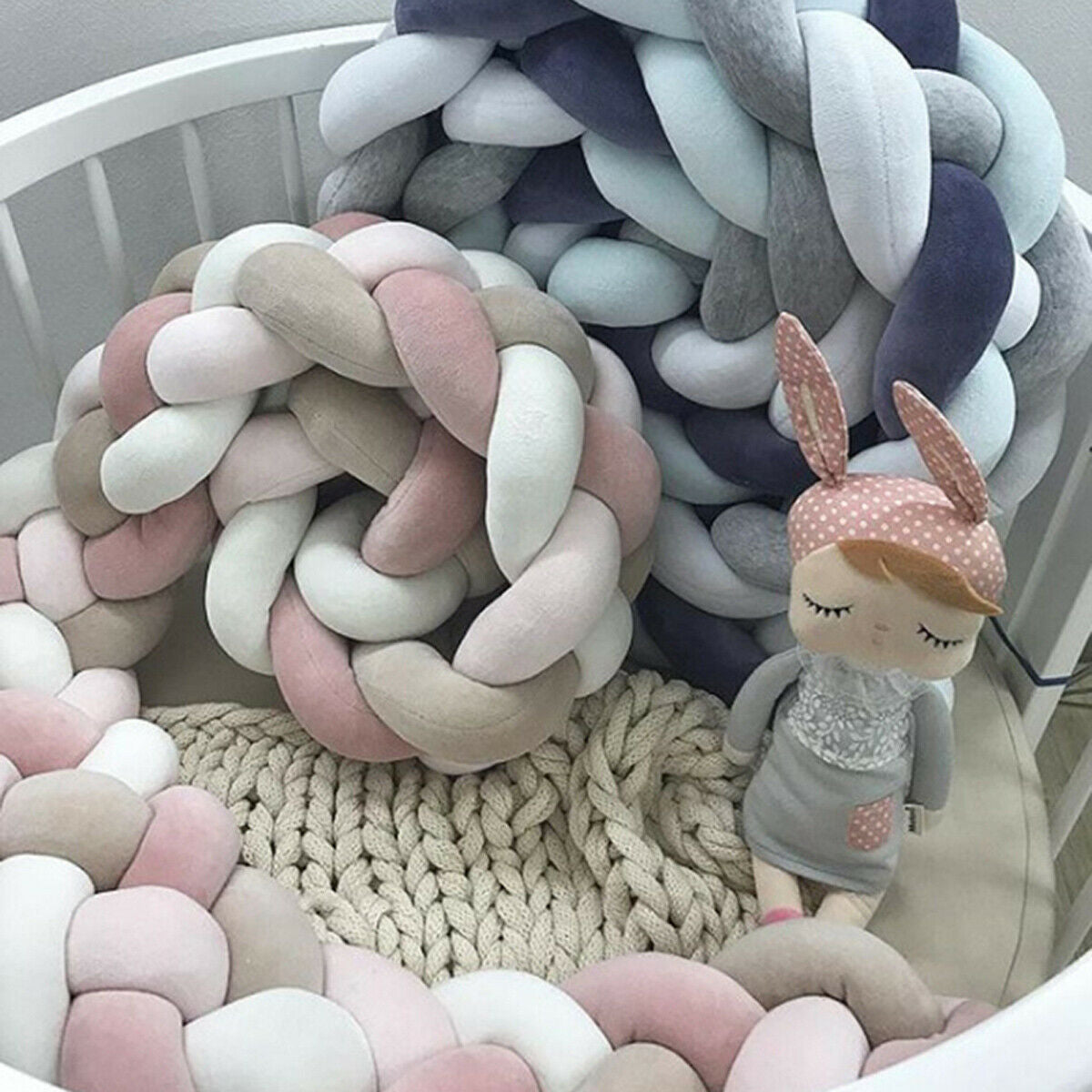 Heightening Baby Braided Crib Bumpers