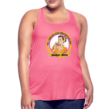 Water Into Wine Women's Flowy Tank Top by Bella - neon pink