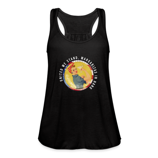 United We Stand , Margaritas In Hand Women's Flowy Tank Top by Bella - black