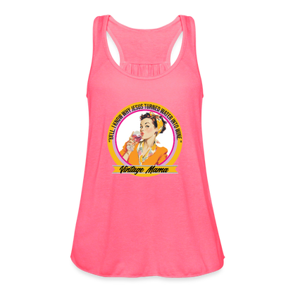 Water Into Wine Women's Flowy Tank Top by Bella - neon pink