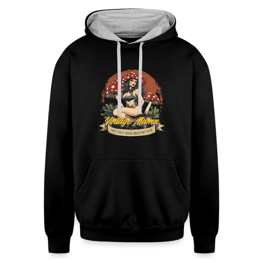 Vintage Mama "I Don't Waste Time On Things I Don't Love" Contrast Hoodie - black/heather gray