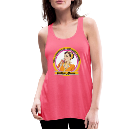 Water Into Wine Women's Flowy Tank Top by Bella - neon pink
