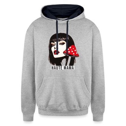 Haute Mama Contrast Hoodie - heather gray/navy
