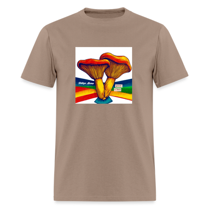 Rainbow Mushroom + Good Vibes Unisex Classic T-Shirt - brown savana
