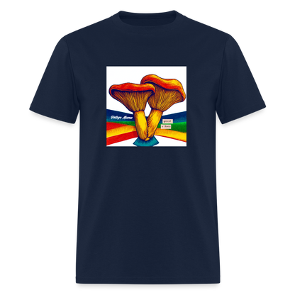 Rainbow Mushroom + Good Vibes Unisex Classic T-Shirt - navy
