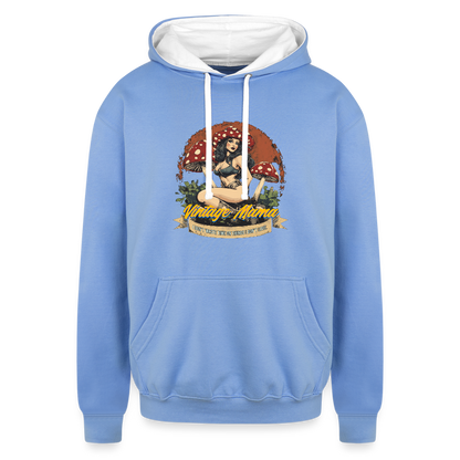 Vintage Mama "I Don't Waste Time On Things I Don't Love" Contrast Hoodie - sky blue/white
