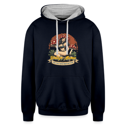 Vintage Mama "I Don't Waste Time On Things I Don't Love" Contrast Hoodie - navy/heather gray