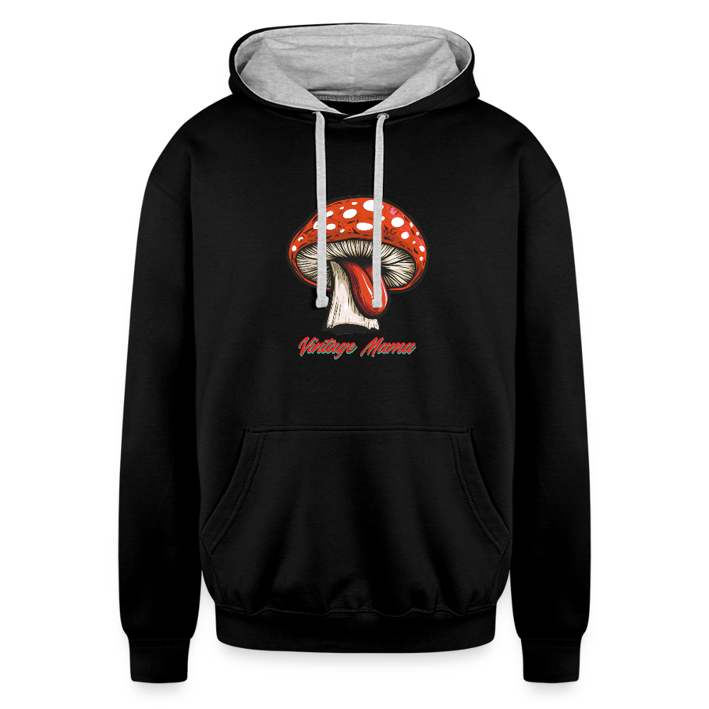 Mushy Tongue Contrast Hoodie - black/heather gray