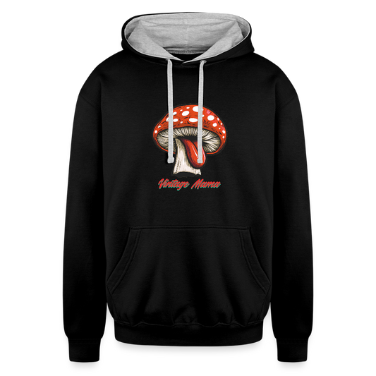 Mushy Tongue Contrast Hoodie - black/heather gray