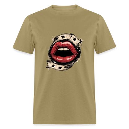 Stars + Lips Unisex Classic T-Shirt - khaki