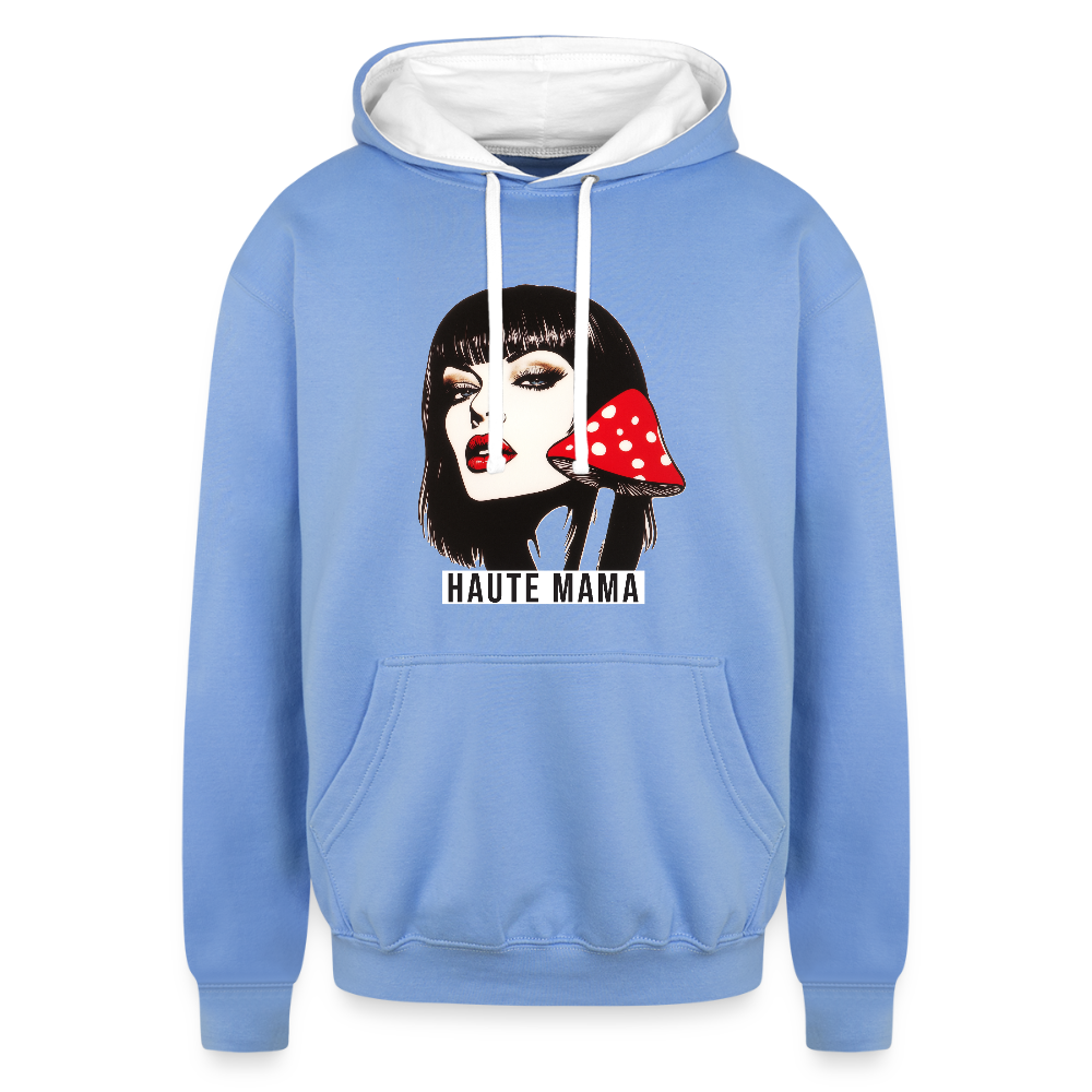 Haute Mama Contrast Hoodie - sky blue/white