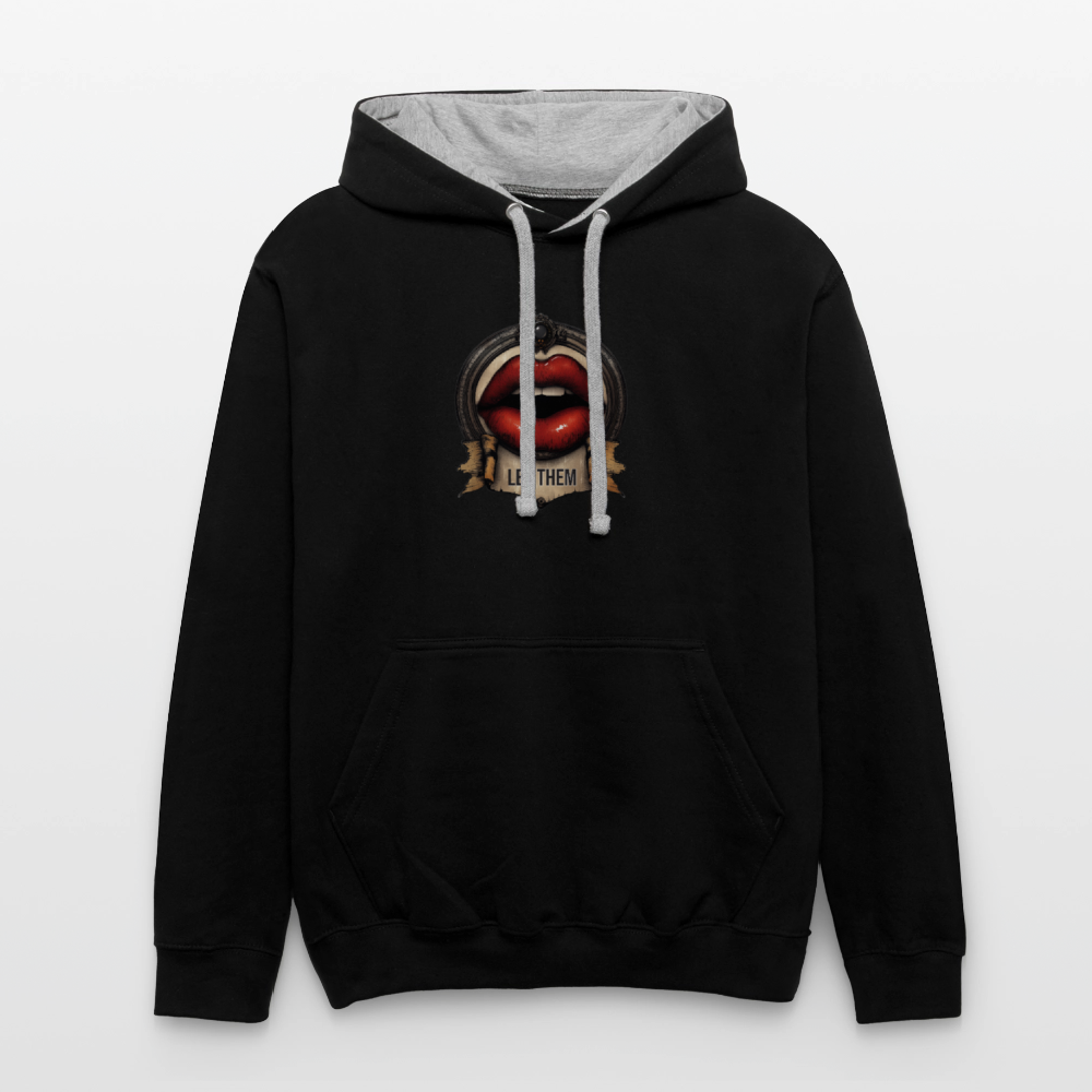 LET THEM Contrast Hoodie - black/heather gray