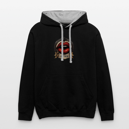 LET THEM Contrast Hoodie - black/heather gray