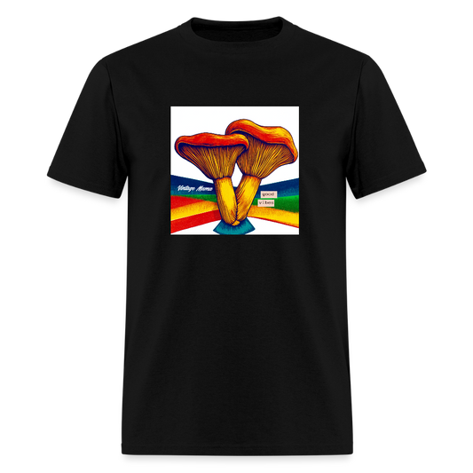 Rainbow Mushroom + Good Vibes Unisex Classic T-Shirt - black