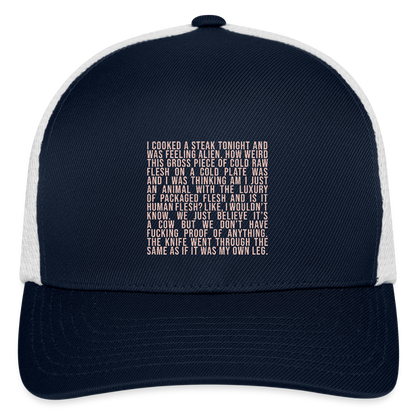 Why Does This Text From My Mom Read Like Poetry Flexfit Fitted Baseball Cap - navy/white