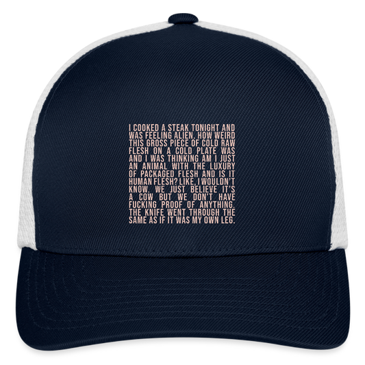 Why Does This Text From My Mom Read Like Poetry Flexfit Fitted Baseball Cap - navy/white