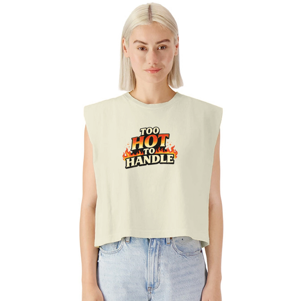 TOO HOT TO HANDLE MUSCLE TANK - faded cream