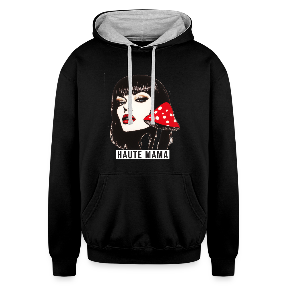 Haute Mama Contrast Hoodie - black/heather gray