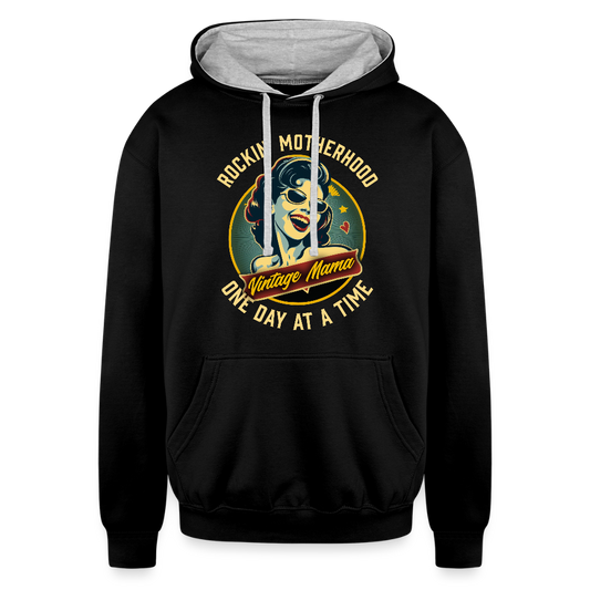 Rockin' Motherhood Contrast Hoodie - black/heather gray