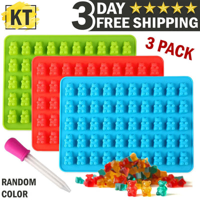 Gummy Bear Mold Candy & Ice Cube Tray Chocolate Maker 3 Silicone Molds Craft Kit