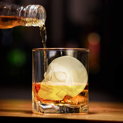 Extra Large 3D Skull Ice Cube Mold Silicone Ice Molds for Whiskey Skull Ice Cube Trays with Funnel for Big Mouth Cup Skull Ice Maker with Resin Chocolate Sugar Whiskey Ice Mold for Parties (1 Pcs)