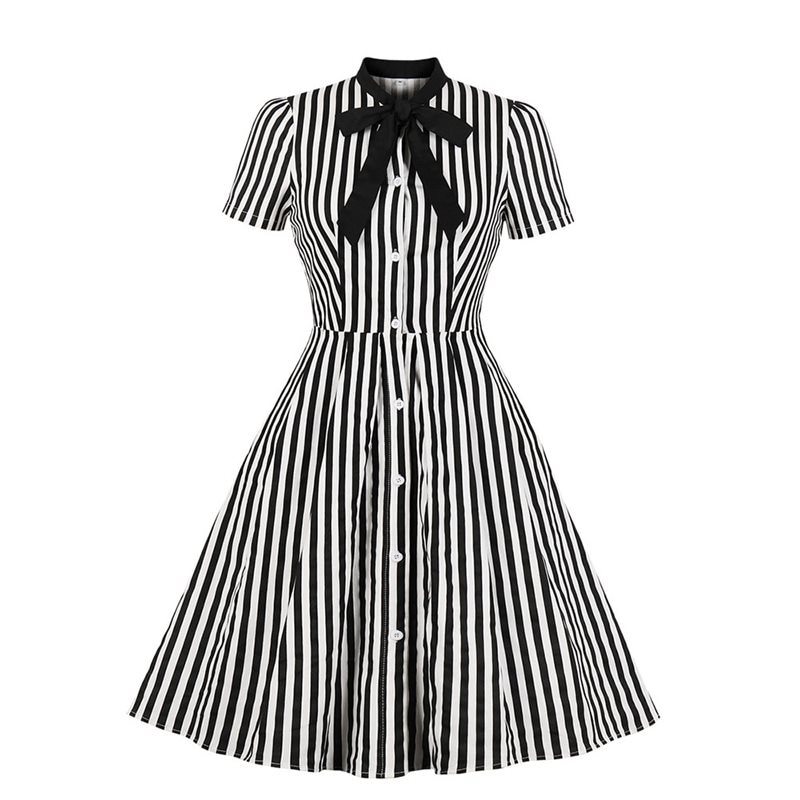 Striped Button Vintage Dress