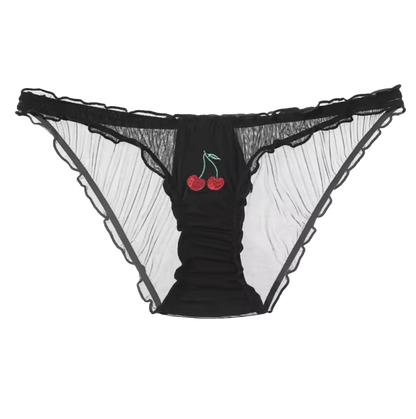 Cherry Panty Stocking Stuffer Bundle – 3-Pack Black High-Rise Cheeky Underwear for Women 35+