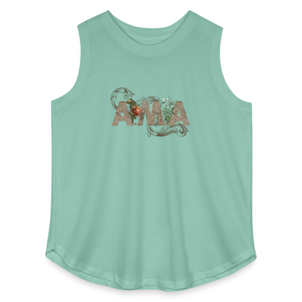 A.M.A. Women's Curvy Plus Size Relaxed Tank Top - saltwater