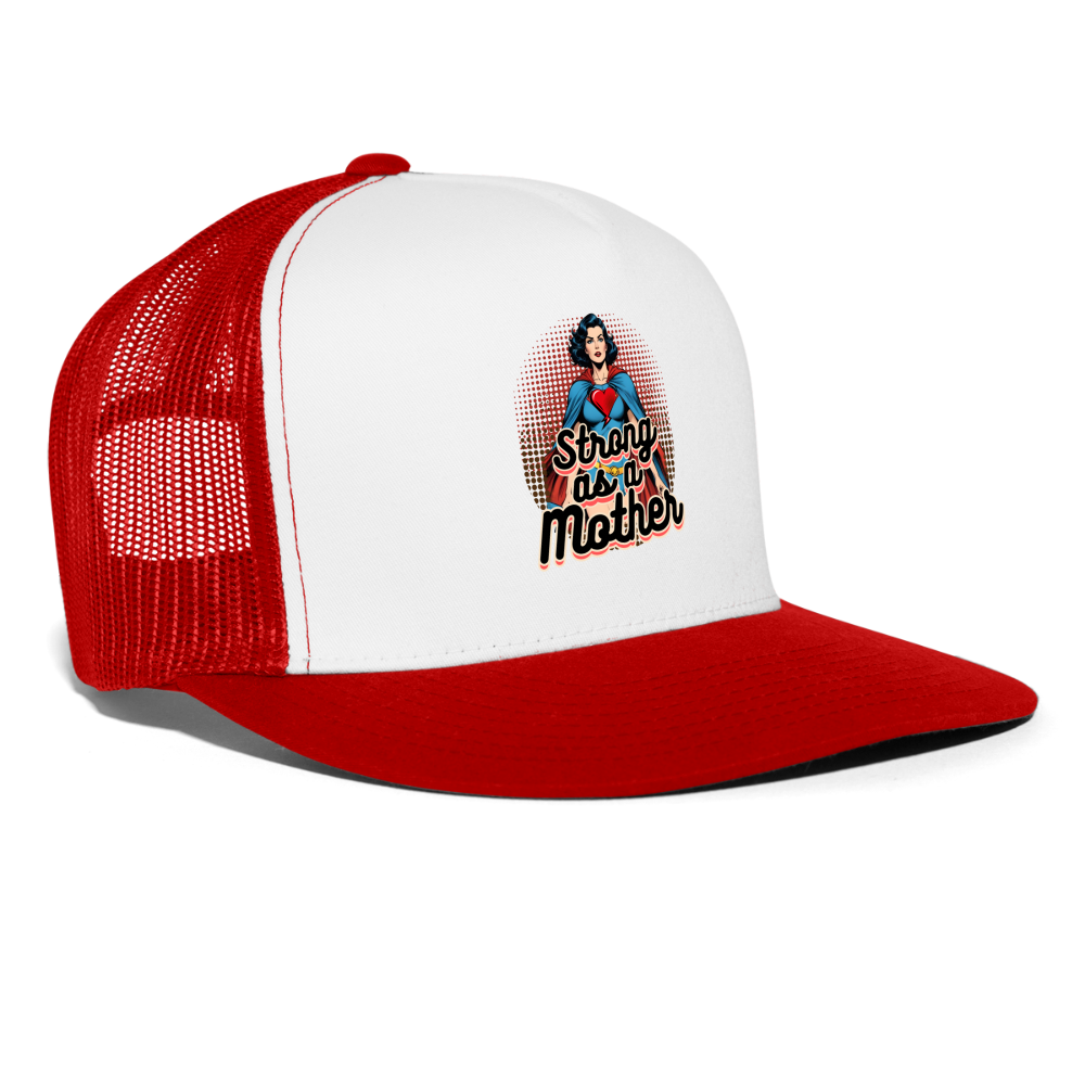 Strong As A Mother Trucker Cap - white/red