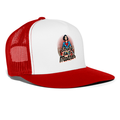 Strong As A Mother Trucker Cap - white/red